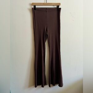 Aerie Chocolate Ribbed Flare Pants